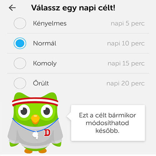 duolingo-angol-nyelvtanulás-app-napi-cél-kiválasztása