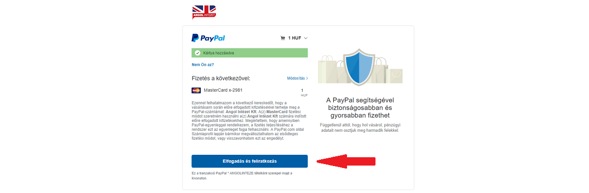Paypal fizetés indítása